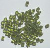 10 grams of 4x4mm Colorlined Metallic Green Miyuki Cubes